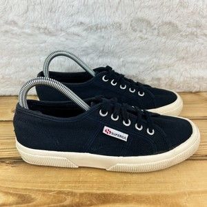 Superga Womens Size 7.5 Shoes Canvas Navy Blue Lace Up Low Comfort Sneakers